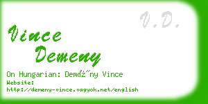 vince demeny business card